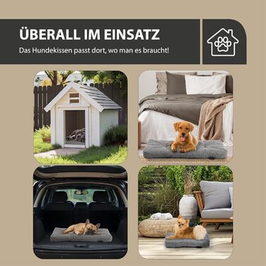 Ліжко для собак Rohrschneider з мискою, 50x80x7 см, блакитне/сіре, для собак та котів | З антиковзаючою основою, міцне, Made in EU