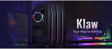 Ігровий корпус AeroCool KLAW ATX, загартоване скло, RGB підсвітка, 3 RGB вентилятори, чорний