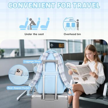 Дитячий рюкзак Tanou для дівчаток, водонепроникний, з візком, візерунок 'Клешні', 9-16 років (Блакитний)