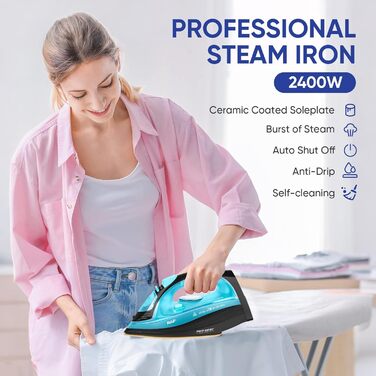 Пароочисник ZStarlite Powersteam Ultra: бездротовий, 2400W, керамічна підошва, антикальк, безперервний пар, вертикальне прасування, самоочищення, 320мл, блакитний