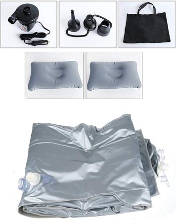 Надувна автомобільна матрац з насосом для подорожей, кемпінгу та відпочинку на природі (сірий)