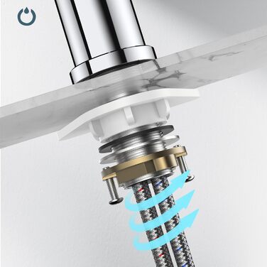 Змішувач кухонний FORIOUS, поворотний 360°, L-подібний, для 1 отвору, полірований хром