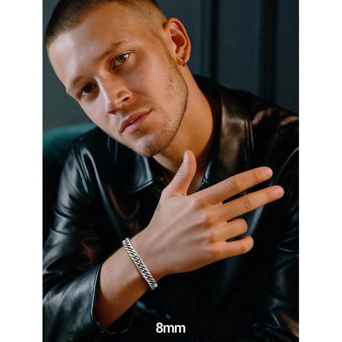 Чоловічий браслет PROSTEEL з нержавіючої сталі з 18K золотом, чорний, ланцюжок 'Panzerkette', важкий, для чоловіків та підлітків, 8 мм/12 мм/16,5 мм/17 мм, срібло, 19 см