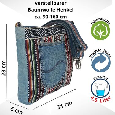 Sunsa Women's Bags Crossbody Bag Handbag Canvas & Jeans. Large Boho Crossbody Bag/Bag Shoulder Bag, Gift Ideas for Women/Girls Sustainable Products