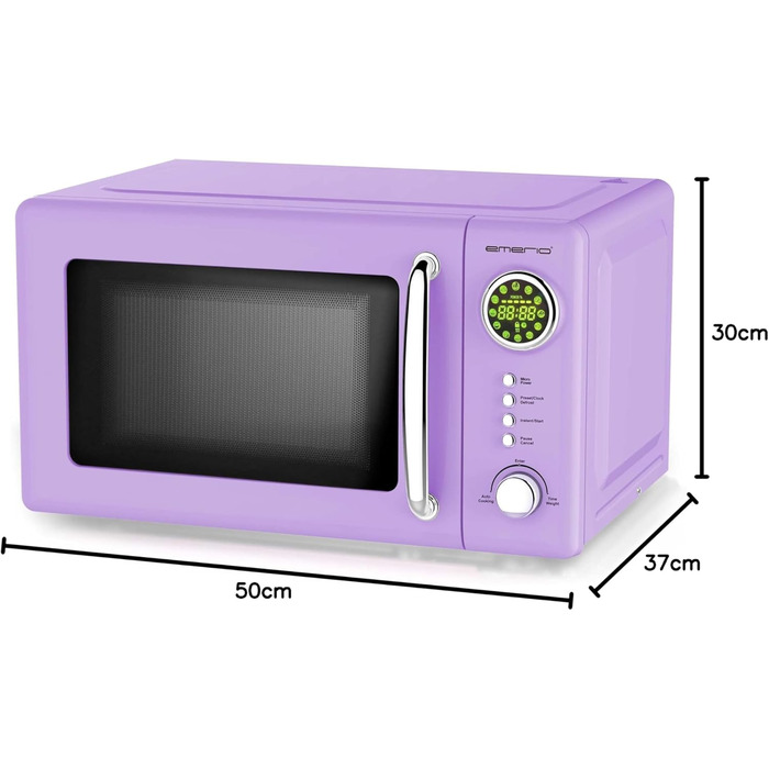 Мікрохвильова піч Emerio MW-112141.4 Lila/Purple/Violett 700 Вт, 20 л, поворотний столик, ретро дизайн