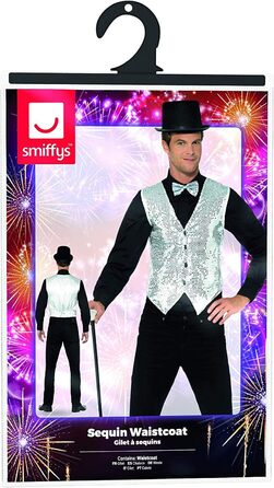 Срібна жилетка з паєтками Smiffys для Хелловіну, розмір M (обхват грудей 38-40)