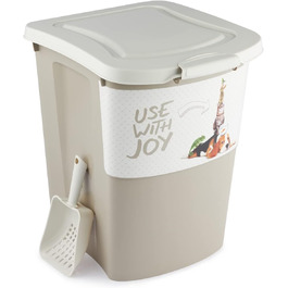Rotho Archie Pet Food Container 38L with Lid - BPA-Free Plastic, Multi-Color, Beige - Large Capacity Storage