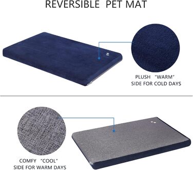 Кросер Лежанка для собак середнього розміру, 76x51 см, двостороння, блакитна. Підходить для собак та котів до 20 кг. Лежанка для собак, лежанка для котів, лежанка для тварин.