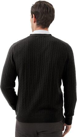Чоловічий кардиган Kallspin з в'язаного з мікрофібри з косими візерунками, з ґудзиками та кишенями (S, Чорний)