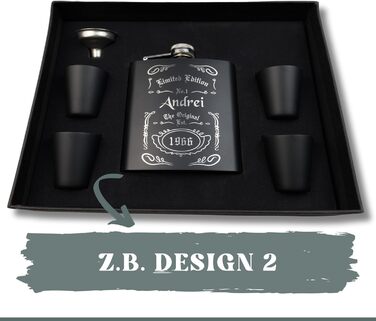 Набір фляг з гравіюванням - персоналізований з іменем - ідеальний подарунок на весілля та для чоловіків - нержавіюча сталь (дизайн 9)