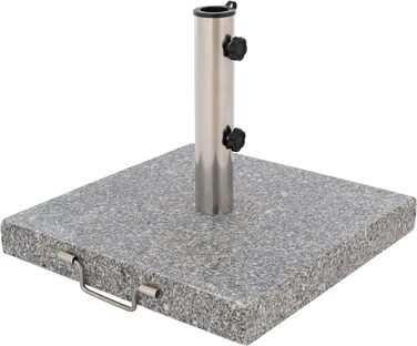 Nexos Parasol Stand 30kg Polished Granite Stainless Steel Square 45 x 45 cm Parasol Stand with Handle and Wheels