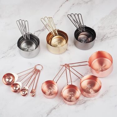 8-Piece Stainless Steel Measuring Spoon and Cup Set, Baking Tools, Coated Measuring Spoons, Kitchen Utensils