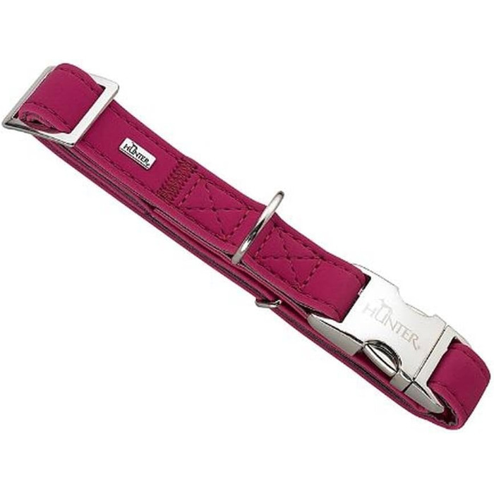 Нашийник для собак HUNTER SOFTIE ALU-STRONG, штучна шкіра, алюмінієва застібка, розмір M, колір полуниця