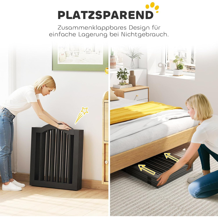 Захисний бар'єр для собак PawHut 5-секційний, 261,5 x 61 см, розкладний, з дверцятами, білий