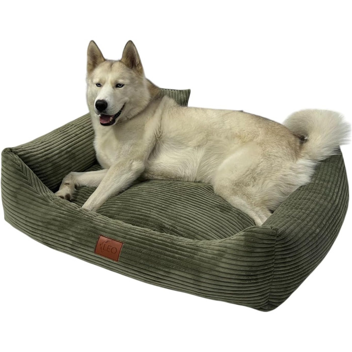 Лежанка для собак Leo4dog: зручна та миюча, розмір M 80x60, оливковий колір