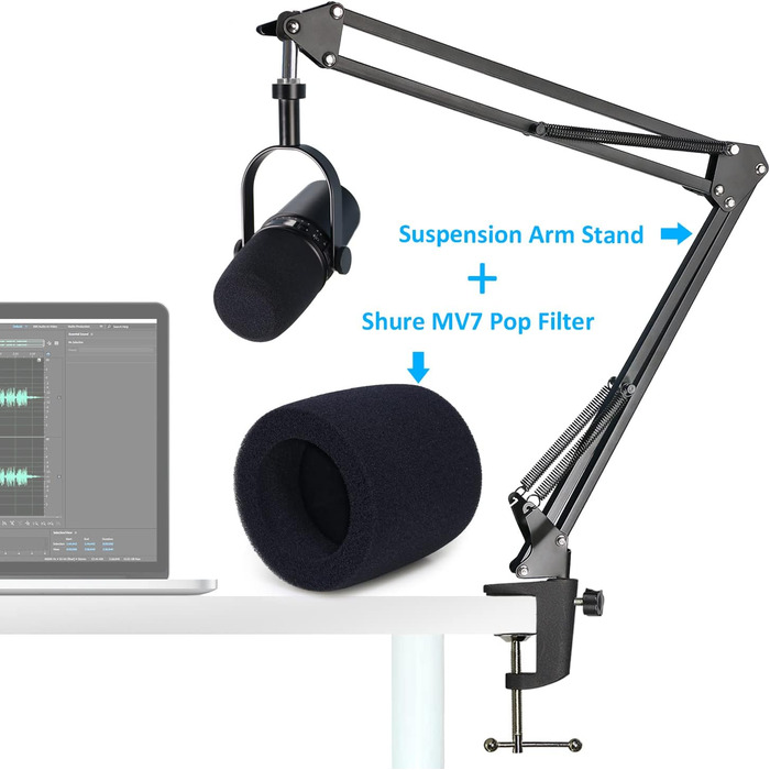 Тримач для мікрофона SUNMON Boom Arm для MV7 Set (з вітрозахистом), сумісний з MV7/MV7X/SM7B та іншими мікрофонами