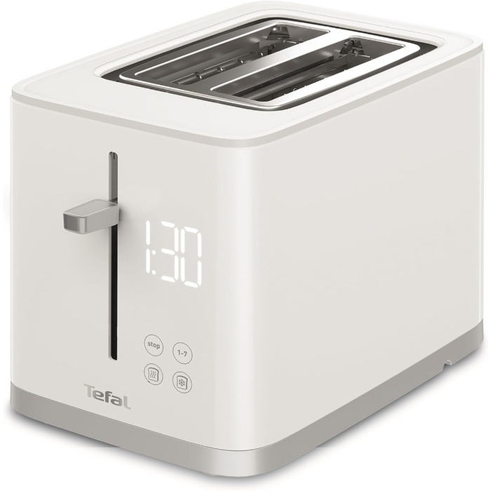 Tefal TT6931 Sense Toaster | 7 Browning Levels | Digital Display | Countdown Timer | Reheat/Defrost | Crumb Tray | Stop Button | White Single