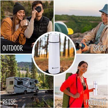 Термос з нержавіючої сталі з чашкою та щіткою, 500 мл; термос-термокана з подвійними стінками, ізольований, не протікає, придатний для миття в посудомийній машині, BPA-free