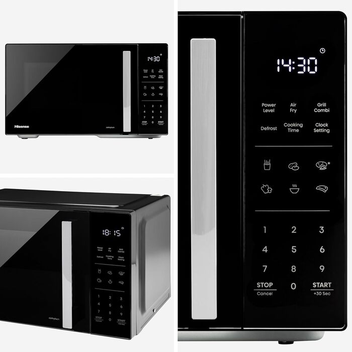 Мікрохвильова піч Hisense H23MOBS5HC 23 л, 900 Вт, AirFry, 4 в 1, чорна