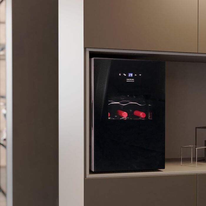 Cecotec Bolero GrandSommelier 36000 Wine Cooler - 95 Liter Compressor Wine Fridge with Adjustable Temperature, Touch Panel, LED Lighting & Quiet Operation (Black, Series 30, 15 Bottles)