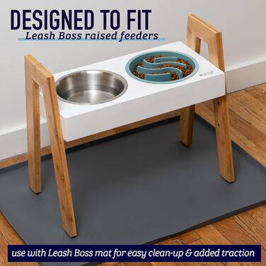 Миска Leashboss Anti Sling для собак - Лабіринт для підвищених місць годування, повільна годівниця для собак великих, середніх та малих порід (2 чашки - 19,1-20,3 см годівні отвори, сіра)