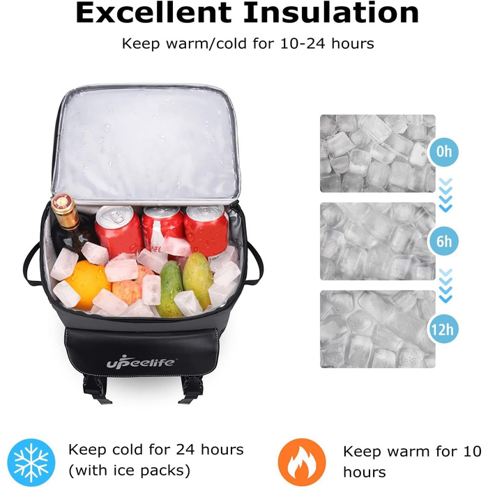 Рюкзак-холодильник Upeelife 30L з підкладкою для пікніка, чорний камуфляж, для кемпінгу та пікніків