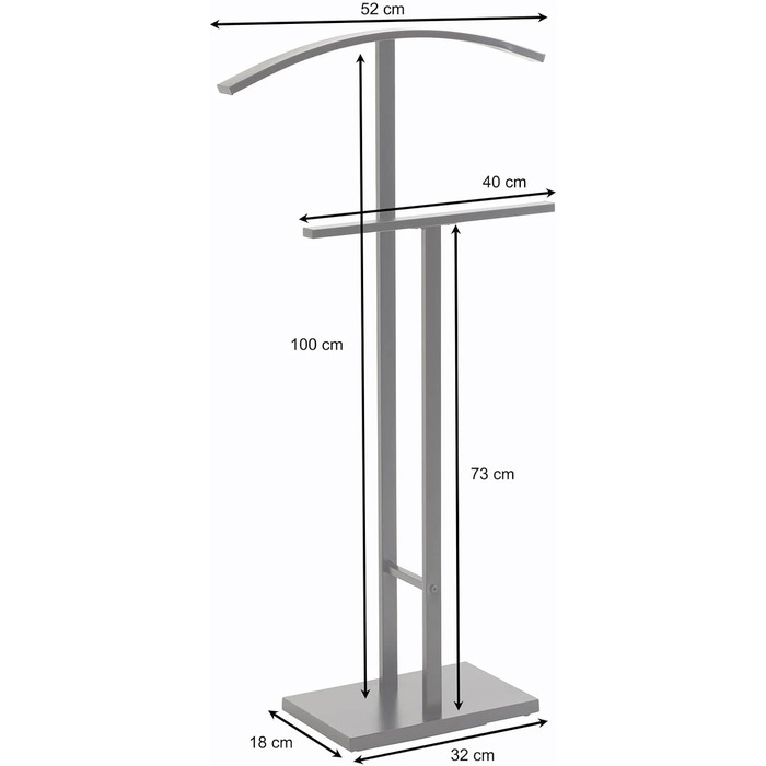 IDIMEX Metal Butler Scott, lacquered - elegant valet with trouser press, beautiful lady's valet with clothes hanger (Black)