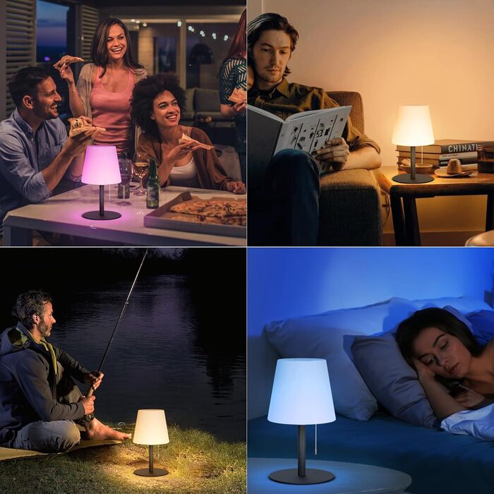 LED-лампа на акумуляторі для вулиці та дому Uuffoo, 7 кольорів, USB-C, для спальні, столу, саду, балкону, кемпінгу (чорна) (2 шт.)