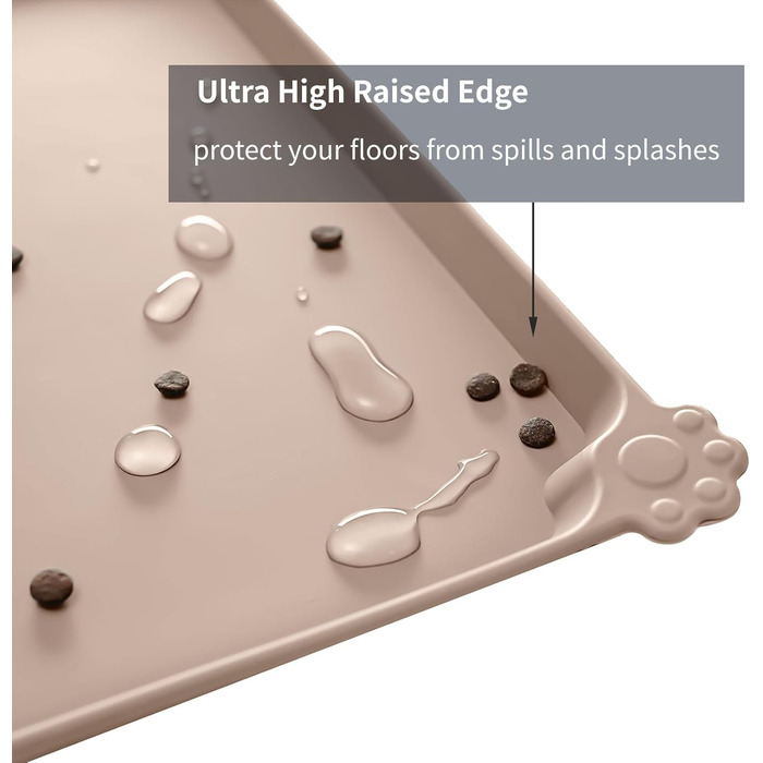 Силіконові килимки для тварин - водонепроникні килимки для собак та котів з піднятими краями - килимки під миски для собак та котів - виберіть розмір (TaupeName, 47 x 30 см (1 шт))