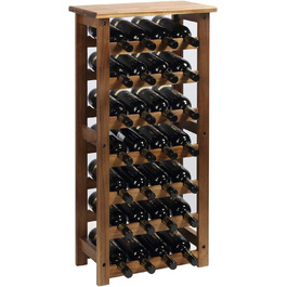 Jalz Jalz Acacia Wood Wine Rack for 28 Bottles, Sturdy and Lightweight Bottle Rack for Cellars, Restaurants, and Storage Rooms, Modular Expandable Bottle and Wine Storage