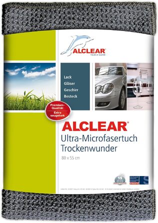 Набір мікрофібрових серветок для прибирання ALCLEAR Trockenwunder, 10 шт, 80x55 см, сірі, висока поглинальна здатність