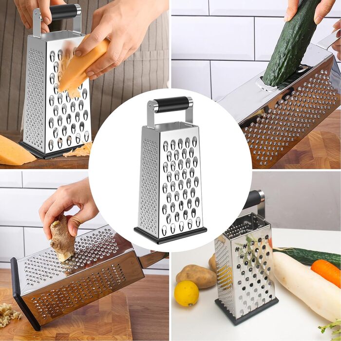 Тристороння овочева тертка з нержавіючої сталі, кухонна тертка, тертка для овочів, тертка для дрібного, середнього та мікро-дрібного натирання, тертка для картоплі, кухонна тертка для фруктів, овочів та сиру