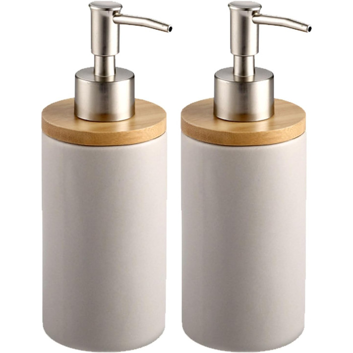 Дозатор для мила з кераміки, 500 мл, з металевим насосом, 2 шт. (сірий)