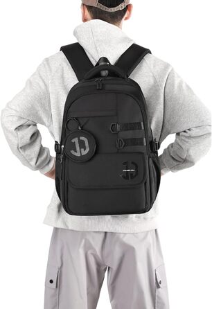 Водонепроникний шкільний рюкзак JANSBEN для підлітків (хлопців та дівчат), багатоклековий дизайн для школи та подорожей, ідеальний для 5 класу, чорний