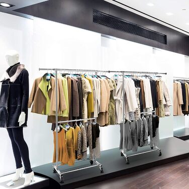 Simple Trending Clothes Rack with Double Rod, Rolling Garment Rack