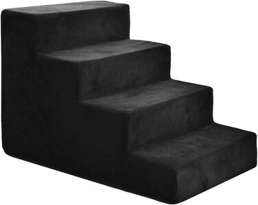 Сходинка для собак та котів, 40 см, 4 сходинки, велюр, чорний колір | Сходи для тварин на ліжко та в авто
