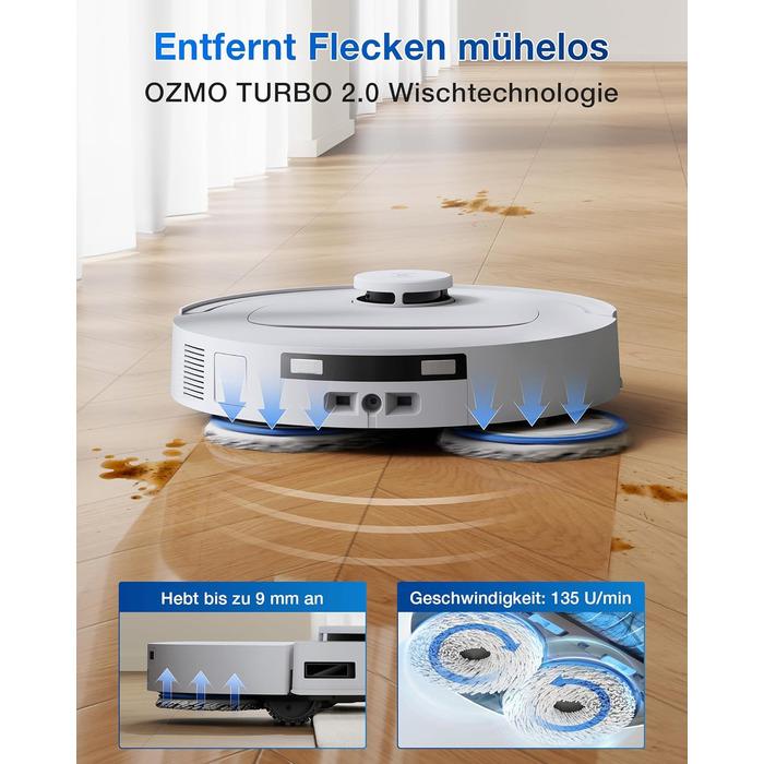 Робот-пилосос ECOVACS DEEBOT T30S PRO з функцією миття, 11000 Па, технологія ZeroTangle, миття гарячою водою 70°C, TruEdge™ для миття країв, акумулятор 6400mAh, AI-уникнення перешкод (T30C OMNI Gen2 W)