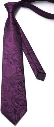 Набір краваток та нагрудних хустинок Enlision для чоловіків: краватка, хустинка, краватенушка, Paisley, в клітинку, для весілля, ділового стилю - фіолетовий, універсальний розмір