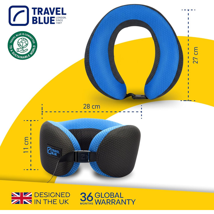 Подушка для подорожей Travel Blue Dreamer для літака з Memory Foam - комфорт, підтримка, дихаючий матеріал, знімний чохол