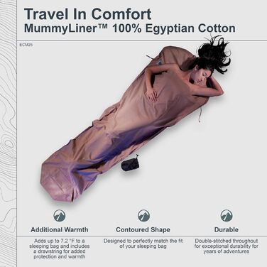 Кокон MummyLiner Tuareg з єгипетської бавовни, колір хакі, 95x35/22 дюймів