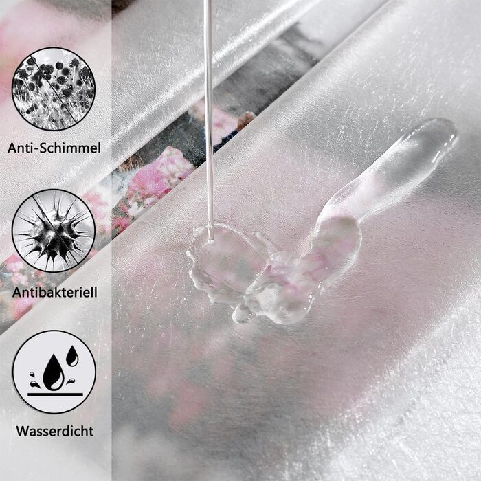 Шторка для душу AooHome 180x200 см, прозора, біла, з 5 магнітними важестями, 12 гачками, з рельєфним малюнком, водовідштовхувальна, антигрибкова, для ванни, для ванної кімнати