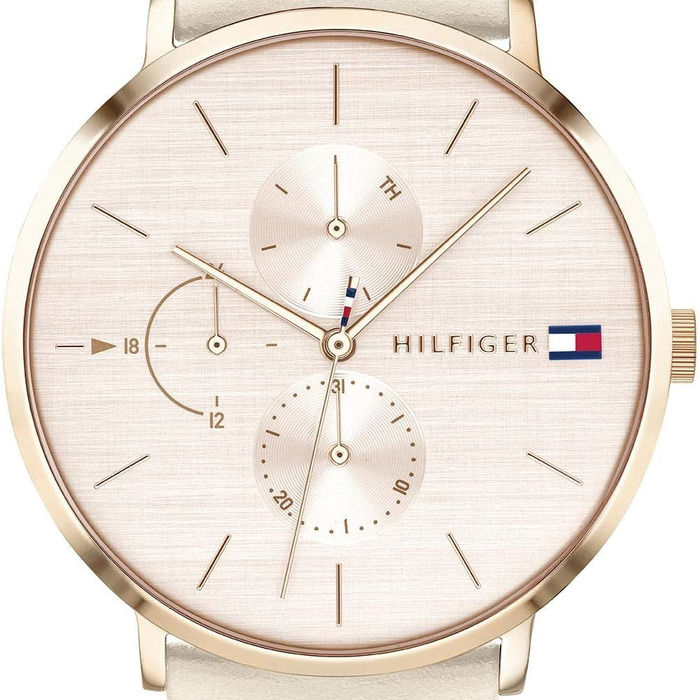 Годинник Tommy Hilfiger для жінок: кварцовий, з 3 додатковими циферблатами, водостійкий (3ATM), з ремінком з шкіри або нержавіючої сталі (браслет/сітка), рожеве золото