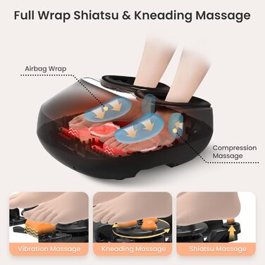 Масажер для ніг Comfier з підігрівом, Shiatsu масаж для п'яткової фасції та невропатії, з пультом, функція паузи, 34.5X18.7X40.5 см