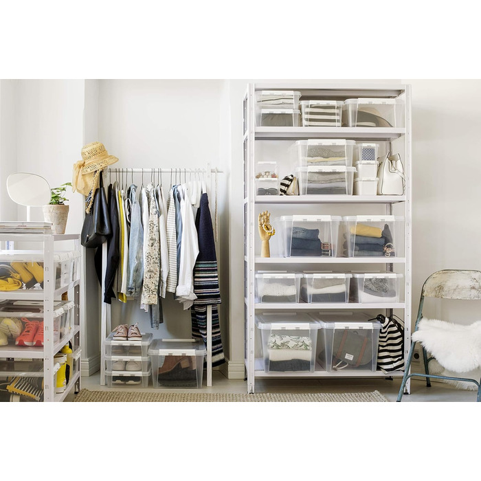 SmartStore - 10x Storage Box with Lid Classic 7.5L (40x30x11cm) | Stackable Box with Lid | Food-Safe Plastic Box | Plastic Box with Lid & Reinforced Corners | 10 Year Warranty