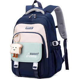 Шкільний рюкзак Makukke для підлітків, дівчаток 5 класу, 30L, водонепроникний, з милим брелоком (блакитний)