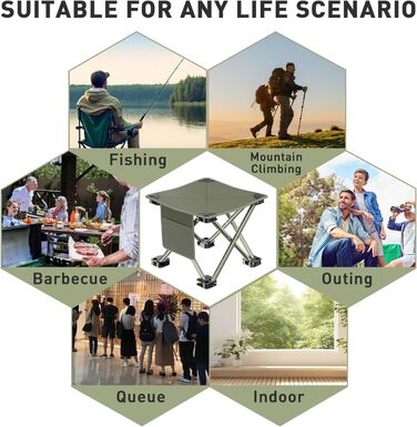 Туристичний складаний стільчик для відпочинку на природі, армійного кольору, 33 см