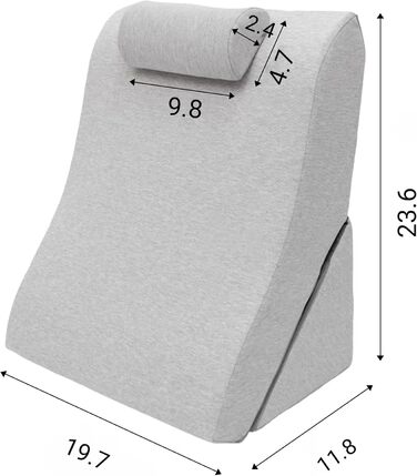 Подушка для спини Lesekissen з регульованою підголовником, з піною з пам'яті, знімний чохол, дихаюча та неслизька, з ручкою - трикутна для спини, шиї та ніг - 60 x 50 x 30 см