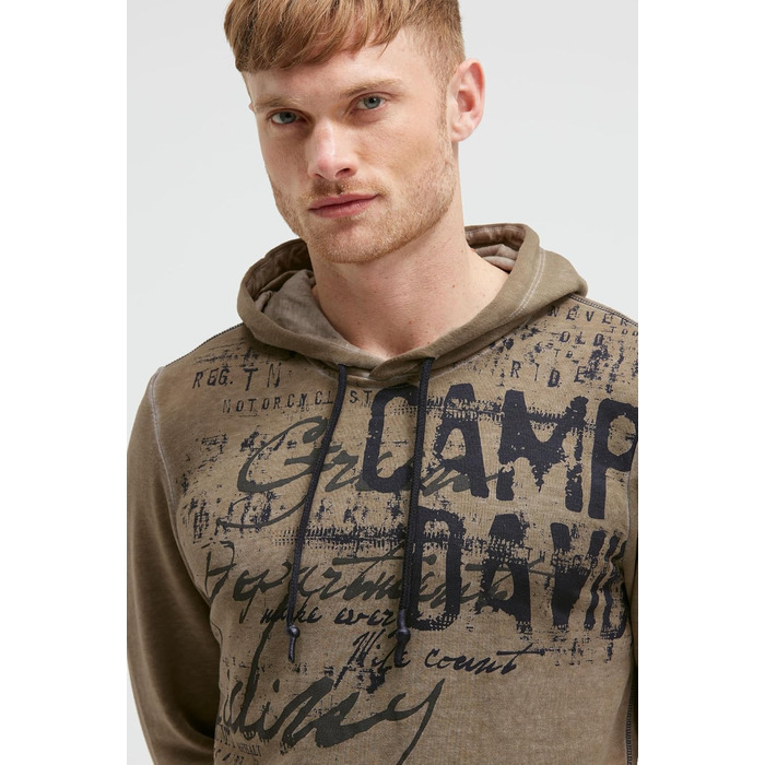 Чоловічий легкий худі Camp David з ефектом вигорання та малюнком (Стандарт, S, Бежевий)