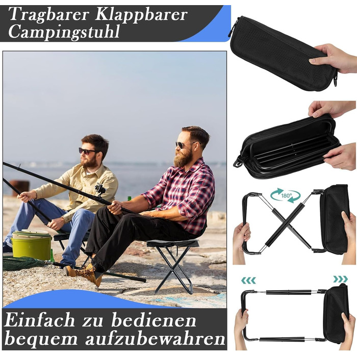 Складний садовий стільчик, туристичний стільчик для кемпінгу, риболовлі та відпочинку на природі - легкий та довговічний