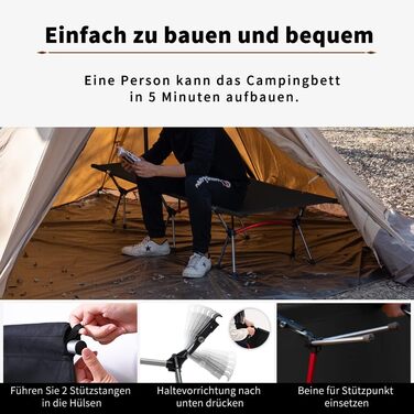 Легке туристичне ліжко TOMOUNT: компактне кемпінгове ліжко з алюмінієвого сплаву для відпочинку на природі, балконі, у саду або під час подорожей